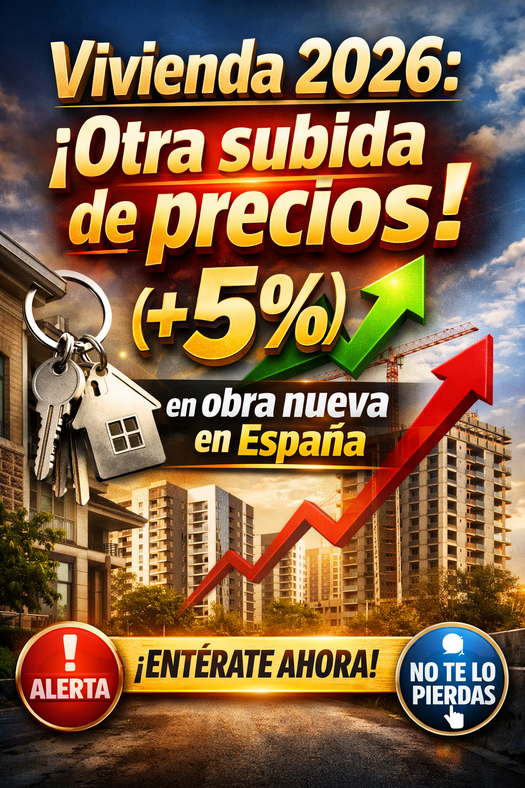 🏡 Vivienda 2026: los promotores prevén otra subida de precios (+5%) en obra nueva en España. El precio de la vivienda nueva volverá a subir,